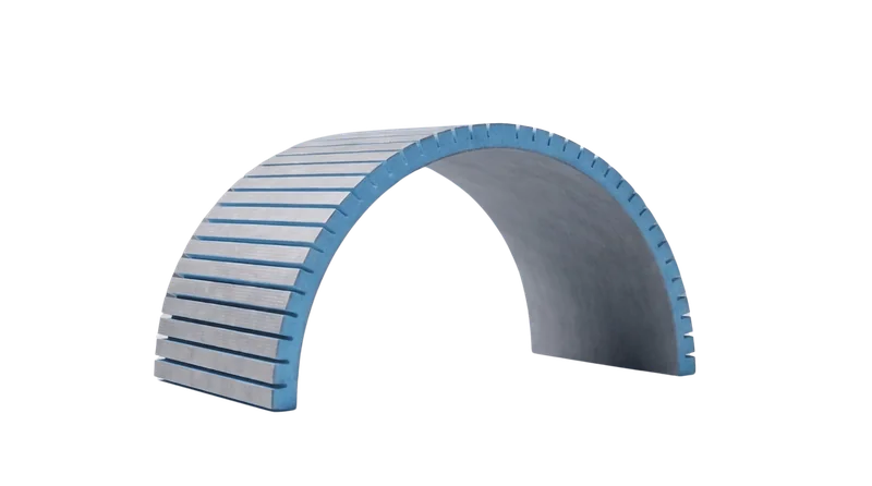 Flex Board bent with slits on the outside of the curve